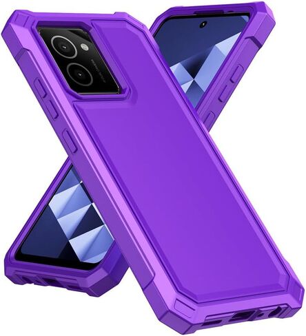 حافظة HMD Vibe N159V مع واقي شاشة، حماية كاملة للجسم الأمامي من البولي كربونات الخلفي من السيليكون الناعم، حافظة هاتف مقاومة للصدمات شديدة التحمل لهاتف HMD Vibe Purple in Saudi Arabia
