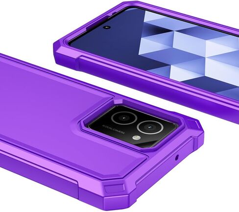 حافظة HMD Vibe N159V مع واقي شاشة، حماية كاملة للجسم الأمامي من البولي كربونات الخلفي من السيليكون الناعم، حافظة هاتف مقاومة للصدمات شديدة التحمل لهاتف HMD Vibe Purple in Saudi Arabia