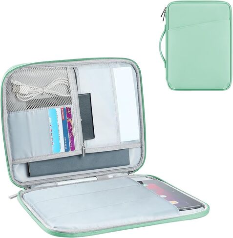 Mint Green PU 11" Protective Tablet Case for iPad & More | Tablet Sleeve Carrying Bag for Samsung Galaxy Tab Case, Surface Go 3/2/1 Keyboard Case, with Pockets for Accessories in Saudi Arabia