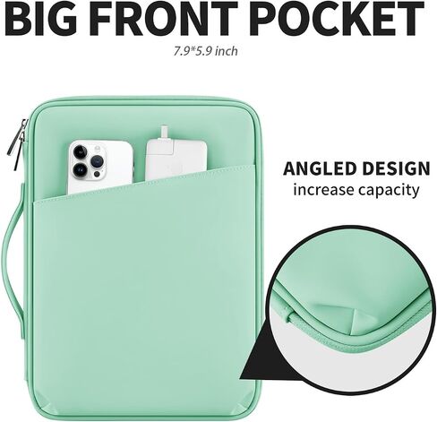 Mint Green PU 11" Protective Tablet Case for iPad & More | Tablet Sleeve Carrying Bag for Samsung Galaxy Tab Case, Surface Go 3/2/1 Keyboard Case, with Pockets for Accessories in Saudi Arabia