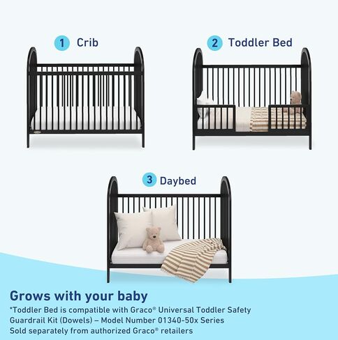 سرير أطفال Graco Olivia 3 في 1 قابل للتحويل (زيتوني) - معتمد من GREENGUARD Gold، يتحول إلى سرير نهاري وسرير أطفال صغير، يناسب مرتبة سرير أطفال قياسية كاملة الحجم، ارتفاع مرتبة قابل للتعديل، نمط سهل المطابقة in Kuwait