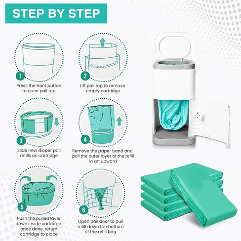 Refills Compatible with DEKOR Classic Diaper Pails 4 Pack Plus 1 More Exclusive 30% Extra Thickness Diaper Pail Refill Bags with Powerful Odor Elimination Fresh Powder Scent | Holds up to 2475 Diapers in Saudi Arabia