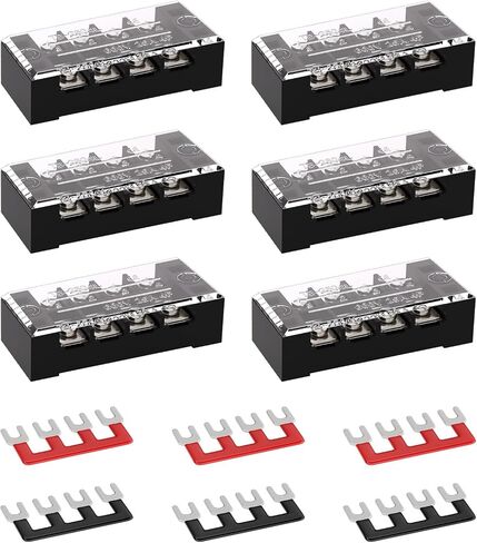 APIELE 15A كتلة طرفية لولبية 12 موضع صف مزدوج مغطى 15A 12 موضع شرائط حاجز طرفية معزولة مسبقًا (5PCS 15A 12P + 10PCS شرائط الأسلاك) in Kuwait