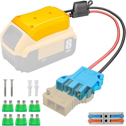 محول بطارية عجلة الطاقة مع موصل حزام متوافق مع بطارية ديوالت 20 فولت، مجموعة محول بطارية عجلة الطاقة تحتوي على مصهر ومحطات أسلاك لألعاب الركوب للأطفال Peg-Perego DIY in Kuwait