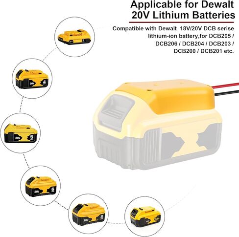 محول بطارية عجلة الطاقة مع موصل حزام متوافق مع بطارية ديوالت 20 فولت، مجموعة محول بطارية عجلة الطاقة تحتوي على مصهر ومحطات أسلاك لألعاب الركوب للأطفال Peg-Perego DIY in Kuwait