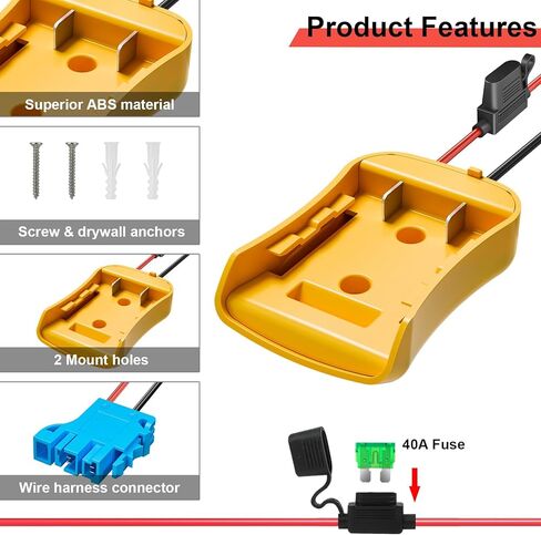 محول بطارية عجلة الطاقة مع موصل حزام متوافق مع بطارية ديوالت 20 فولت، مجموعة محول بطارية عجلة الطاقة تحتوي على مصهر ومحطات أسلاك لألعاب الركوب للأطفال Peg-Perego DIY in Kuwait