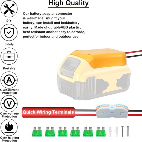 محول بطارية عجلة الطاقة مع موصل حزام متوافق مع بطارية ديوالت 20 فولت، مجموعة محول بطارية عجلة الطاقة تحتوي على مصهر ومحطات أسلاك لألعاب الركوب للأطفال Peg-Perego DIY in Kuwait