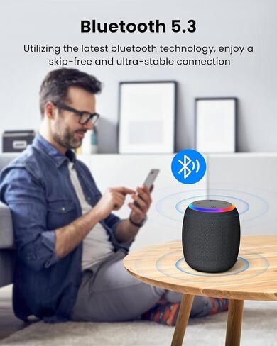 Bluetooth Speakers,Portable Wireless Speaker with 15W Stereo Sound, IPX6 Waterproof Speaker with LED Light, Bluetooth TWS, Portable Speaker for Shower Outdoor Party Beach Camping in Kuwait