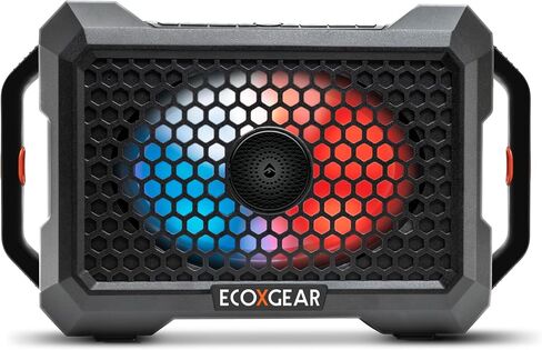 ECOXGEAR Defender صوت هائل 121 ديسيبل، مقاوم للماء (IP67)، محمول، بلوتوث 5.1، 100 وات، اتجاهين، مكبر صوت خارجي مع أضواء LED للحفلات، وقت تشغيل يزيد عن 25 ساعة (بلوط أسود) in Saudi Arabia