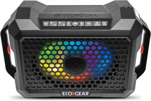 ECOXGEAR Defender صوت هائل 121 ديسيبل، مقاوم للماء (IP67)، محمول، بلوتوث 5.1، 100 وات، اتجاهين، مكبر صوت خارجي مع أضواء LED للحفلات، وقت تشغيل يزيد عن 25 ساعة (بلوط أسود) in Saudi Arabia