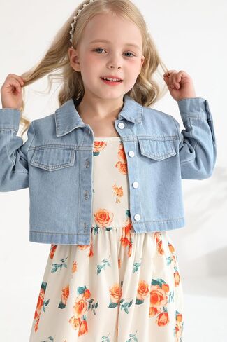 Baby Girls Floral Suspender Dress & Long-Sleeved Toddler Girl's Lovely Denim Jacket Outfit Cardigan Set in Saudi Arabia