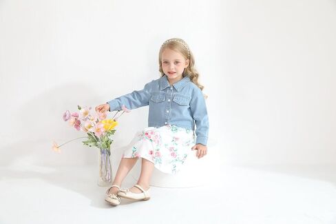Baby Girls Floral Suspender Dress & Long-Sleeved Toddler Girl's Lovely Denim Jacket Outfit Cardigan Set in Saudi Arabia