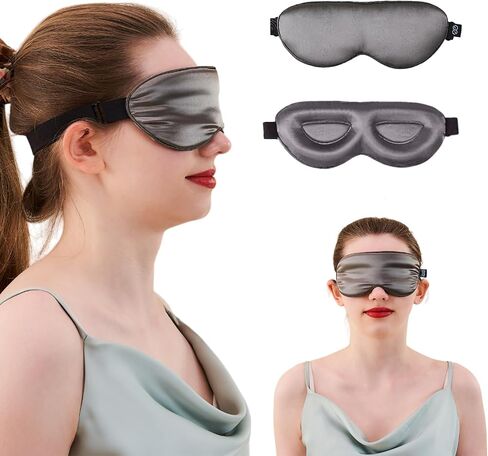 PROMEED Adjustable Pure Mulberry Silk Sleep Mask 23 Momme, 3D Contoured No-Pressure Cup Eye Mask for Sleeping, Super Soft Breathable Blindfold, Perfect Blocks Light for Sleeping (Pink) in Saudi Arabia