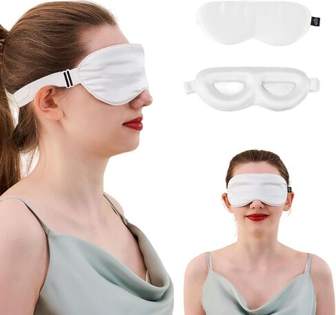 PROMEED Adjustable Pure Mulberry Silk Sleep Mask 23 Momme, 3D Contoured No-Pressure Cup Eye Mask for Sleeping, Super Soft Breathable Blindfold, Perfect Blocks Light for Sleeping (Pink) in Saudi Arabia
