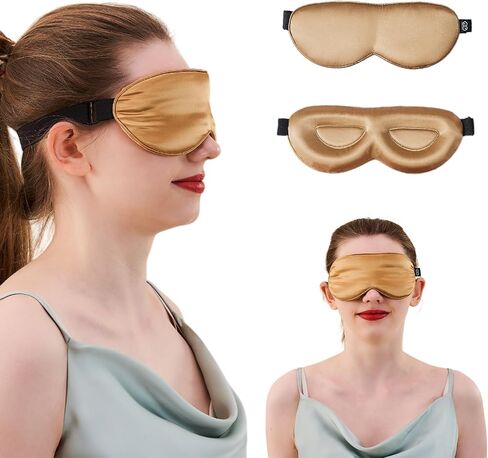 PROMEED Adjustable Pure Mulberry Silk Sleep Mask 23 Momme, 3D Contoured No-Pressure Cup Eye Mask for Sleeping, Super Soft Breathable Blindfold, Perfect Blocks Light for Sleeping (Pink) in Saudi Arabia