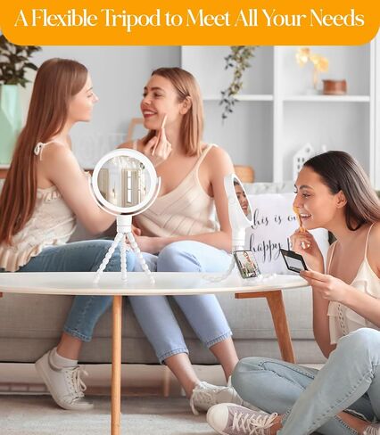 Gospire 5.85" Tripod Travel Makeup Mirror with Light and Magnification 1X/10X, 4 in 1 Winding Hanging Handheld Tabletop Mirror, 3 Color & Adjust Light Round Travel Mirror for Friend – Black in Saudi Arabia