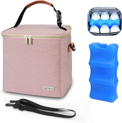 Breastmilk Cooler Bag with Ice Pack,Fits 6 Baby Bottles Up to 9 Ounce,Insulated Baby Bottle Tote Bags with Multifunctional Outdoor Picnic,for Nursing Mom Daycare,Travel Cooler Bag in Saudi Arabia