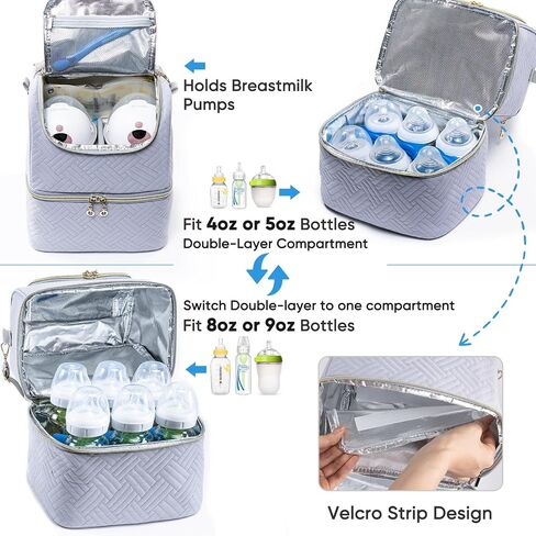 Breastmilk Storage Bag with Ice Pack for 6 Mam Bottles - Breast Pump Bag with Cooler Bag for 6 Baby Bottles Up to 9 Ounce - Breast Milk Pumping Bag, Bottle Cooler Bag for Daycare,Insulated Bottle Bag in Saudi Arabia