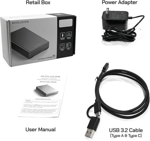 Avolusion PRO-G1 Series USB 3.2 Gen 2 (10 جيجابت في الثانية) محرك أقراص ثابت خارجي USB-C مع محور USB لأجهزة الكمبيوتر المكتبية التي تعمل بنظام التشغيل Windows أو MacOS / الكمبيوتر المحمول (أسود) (14 تيرابايت) in Kuwait