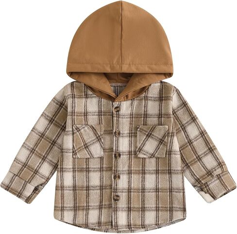 MERSARIPHY Toddler Boy Girl Jacket Button Down Plaid Flannel Baby Hoodies Fall Winter Festival Outfits for Kids in Kuwait