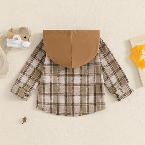 MERSARIPHY Toddler Boy Girl Jacket Button Down Plaid Flannel Baby Hoodies Fall Winter Festival Outfits for Kids in Kuwait