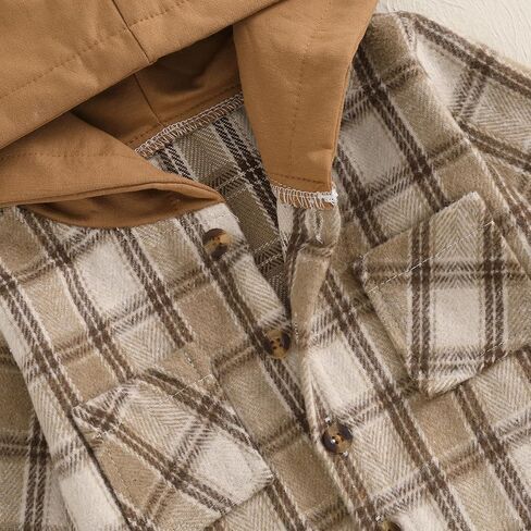 MERSARIPHY Toddler Boy Girl Jacket Button Down Plaid Flannel Baby Hoodies Fall Winter Festival Outfits for Kids in Kuwait