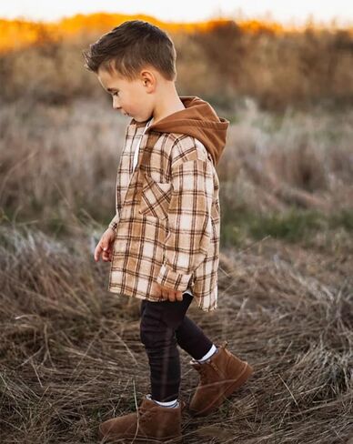 MERSARIPHY Toddler Boy Girl Jacket Button Down Plaid Flannel Baby Hoodies Fall Winter Festival Outfits for Kids in Kuwait