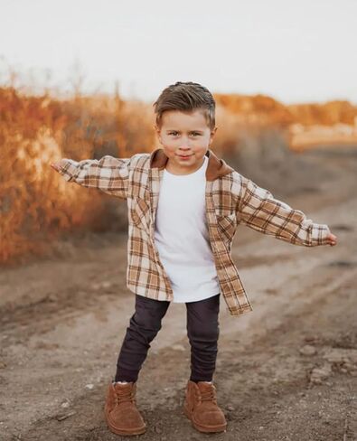 MERSARIPHY Toddler Boy Girl Jacket Button Down Plaid Flannel Baby Hoodies Fall Winter Festival Outfits for Kids in Kuwait