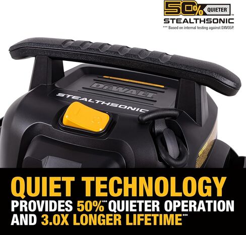 DEWALT 6 جالون STEALTHSONIC Wet Dry Shop Vac، شفط قوي ومكنسة متجر محمولة مع ملحقات، شوبفاك فائق الهدوء للمنزل، المرآب، السيارة، ورشة العمل، موقع العمل، DXV06P-QT، 5 ذروة HP in Kuwait