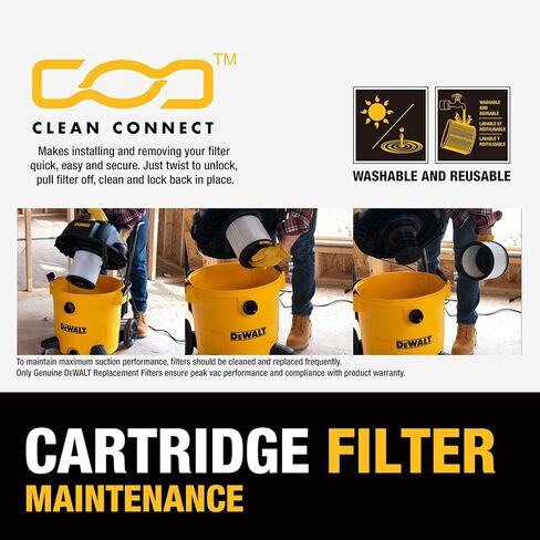 DEWALT 6 جالون STEALTHSONIC Wet Dry Shop Vac، شفط قوي ومكنسة متجر محمولة مع ملحقات، شوبفاك فائق الهدوء للمنزل، المرآب، السيارة، ورشة العمل، موقع العمل، DXV06P-QT، 5 ذروة HP in Kuwait