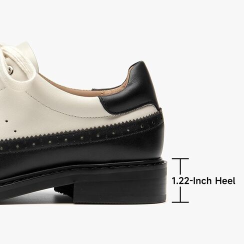 BEAU TODAY Women's Oxfords, Leather Brogue Dress Oxford Shoes, Classic Wingtip Lace-up Saddle Shoes for Women, Comfortable Casual Business Office Vintage Flat Shoes in Kuwait