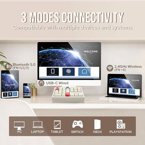 CIDOO V33 لوحة أرقام لاسلكية من الألومنيوم، لوحة أرقام VIA Gasket، لوحة مفاتيح مع ملاحة، مفاتيح أسهم، مقبض، اتصالات سلكية BT5.0/2.4 جيجا هرتز/USB-C لنظام التشغيل Windows/Mac OS/Linux in Kuwait