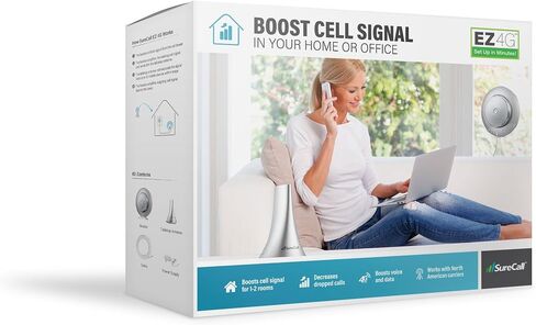 مجموعة معززة إشارة الهاتف الخلوي SureCall EZ 4G للتوصيل والتشغيل لجميع شركات النقل 3G/4G LTE (متجددة)، أسود in Kuwait