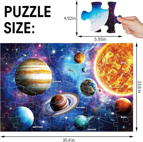 Jumbo Floor Puzzle for Kids Ages 4-8,Space Earth Jigsaw Puzzles,48 Piece Astronaut Large Puzzles for Toddler Ages 3-5,Preschool Learning Planets Earth Toys Christmas Birthday Gift for Boys Girls in Saudi Arabia