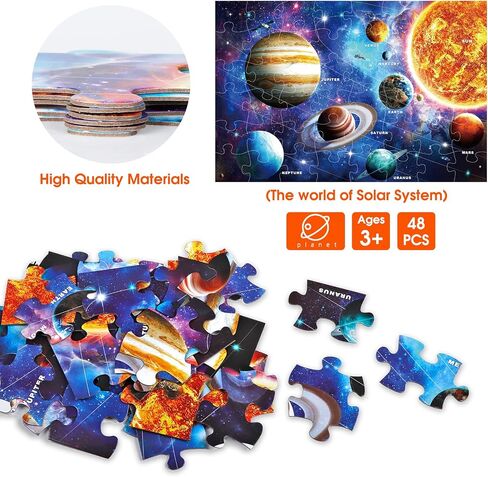 Jumbo Floor Puzzle for Kids Ages 4-8,Space Earth Jigsaw Puzzles,48 Piece Astronaut Large Puzzles for Toddler Ages 3-5,Preschool Learning Planets Earth Toys Christmas Birthday Gift for Boys Girls in Saudi Arabia