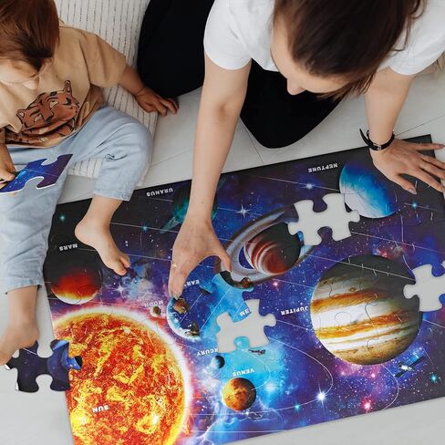 Jumbo Floor Puzzle for Kids Ages 4-8,Space Earth Jigsaw Puzzles,48 Piece Astronaut Large Puzzles for Toddler Ages 3-5,Preschool Learning Planets Earth Toys Christmas Birthday Gift for Boys Girls in Saudi Arabia