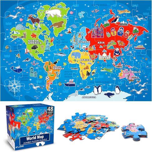 Jumbo Floor Puzzle for Kids Ages 4-8,Space Earth Jigsaw Puzzles,48 Piece Astronaut Large Puzzles for Toddler Ages 3-5,Preschool Learning Planets Earth Toys Christmas Birthday Gift for Boys Girls in Saudi Arabia