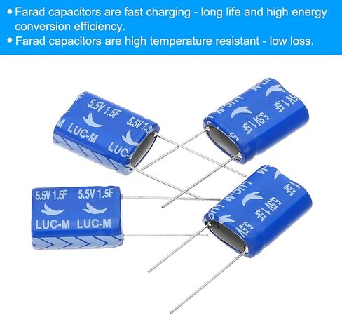 PATIKIL 2 قطعة 5.5 فولت 3.5F مكثف فائق، 0.79 × 0.39 × 1.06 بوصة مكثفات ألومنيوم فائقة، نوع ملفوف لتخزين الطاقة لتخزين الطاقة الاحتياطية على اللوحة in Saudi Arabia