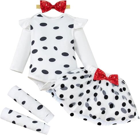 Infant Baby Girls Black and white Halloween Spots Tutu Dress Skirts Set in Saudi Arabia
