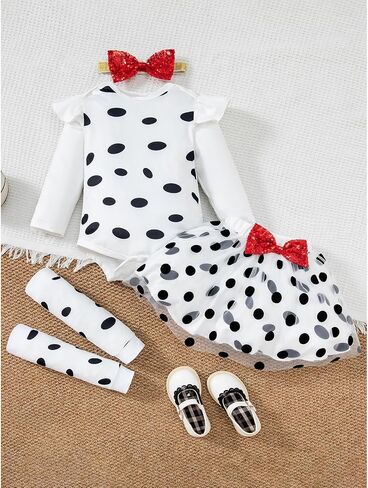 Infant Baby Girls Black and white Halloween Spots Tutu Dress Skirts Set in Saudi Arabia