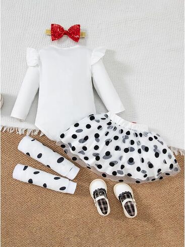 Infant Baby Girls Black and white Halloween Spots Tutu Dress Skirts Set in Saudi Arabia