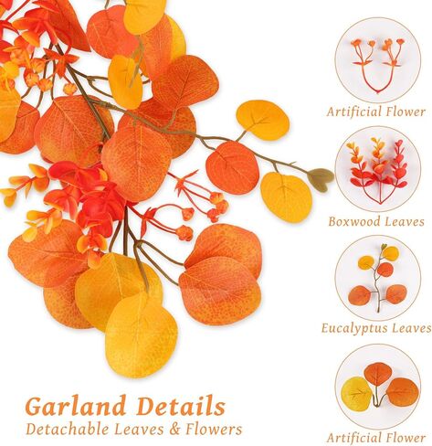 N&T NIETING 6 Pack Artificial Eucalyptus Leaf Garland, Faux Greenery Garland Decor 6 FT Summer Garland, Fake Hanging Vines Garlands for Decoration Table Mantle in Saudi Arabia