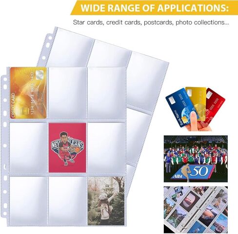 واقي صفحات 9 جيوب، 400 حزمة من غلاف بطاقة التداول، أوراق بطاقات البيسبول لـ 3 حلقات، لـ Skylanders، MTG، القسيمة، بطاقات الألعاب، بطاقات التداول، بطاقات كرة القدم... in Kuwait