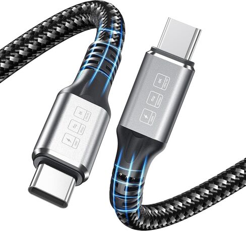 240W USB C to USB C Cable,Thunderbolt 4 Cable Supports 40Gbps Date Transfer&Single 8K&Dual 4K Display, Thunderbolt Cable Compatible with Thunderbolt 3/USB-C/USB4 Devices, Gray Black in Saudi Arabia