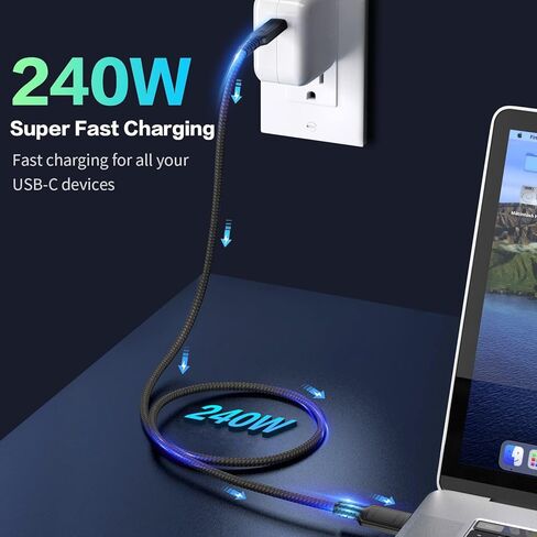 كابل USB-C Thunderbolt 5، شحن سريع 240 واط PD3.1، نقل بيانات 80 جيجابت في الثانية، كابل فيديو 16K@60 هرتز، متوافق مع Thunderbolt 4، iPhone 17/16/15، MacBook Air/Pro، iPad Pro/Air، Mac mini، 1.6FT in Saudi Arabia