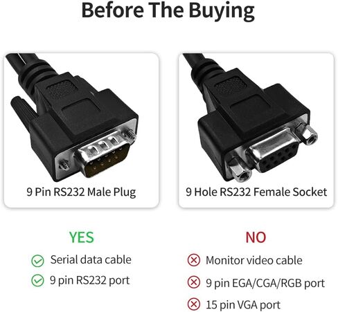 DB9 Y Splitter 1.5 قدم 1 ذكر إلى 2 أنثى 9 دبوس مستقيم عبر RS232 مقسم كابل تسلسلي، مزدوج الحماية (جدائل معدنية ورقائق معدنية)، أسود، SC902MFF05 in Saudi Arabia