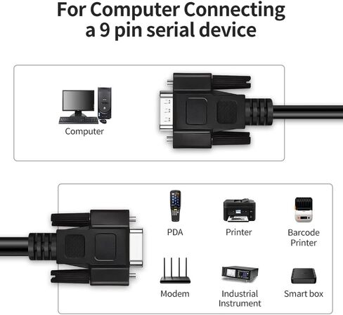 DB9 Y Splitter 1.5 قدم 1 ذكر إلى 2 أنثى 9 دبوس مستقيم عبر RS232 مقسم كابل تسلسلي، مزدوج الحماية (جدائل معدنية ورقائق معدنية)، أسود، SC902MFF05 in Saudi Arabia