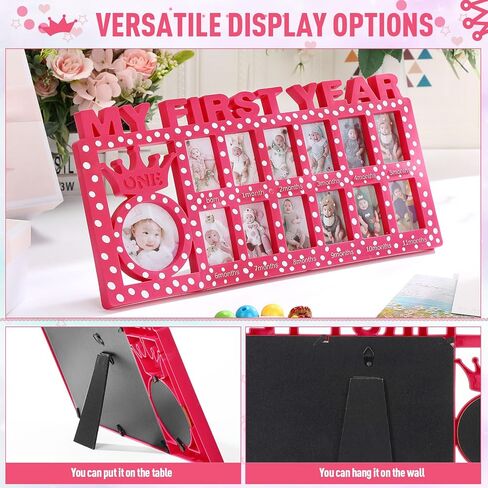 Unittype إطار صورة الطفل حديث الولادة إطار السنة الأولى إطار صورة الطفل 12 شهرًا إطارات تذكارية للطفل إطار صورة سطح المكتب معلمًا شهريًا لذكريات الصور ديكور حضانة عيد الميلاد الأول للطفل in Kuwait