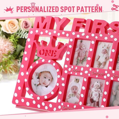 Unittype إطار صورة الطفل حديث الولادة إطار السنة الأولى إطار صورة الطفل 12 شهرًا إطارات تذكارية للطفل إطار صورة سطح المكتب معلمًا شهريًا لذكريات الصور ديكور حضانة عيد الميلاد الأول للطفل in Kuwait