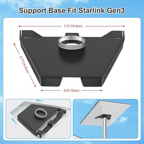 Starlink Pole Mount for Gen 3, Starlink RV Mount Kit Features a Durable 1.3'' Diameter Pole, 5.2FT Starlink Ground Pole Mount, Starlink Gen 3 Pipe Adapter Included in Saudi Arabia